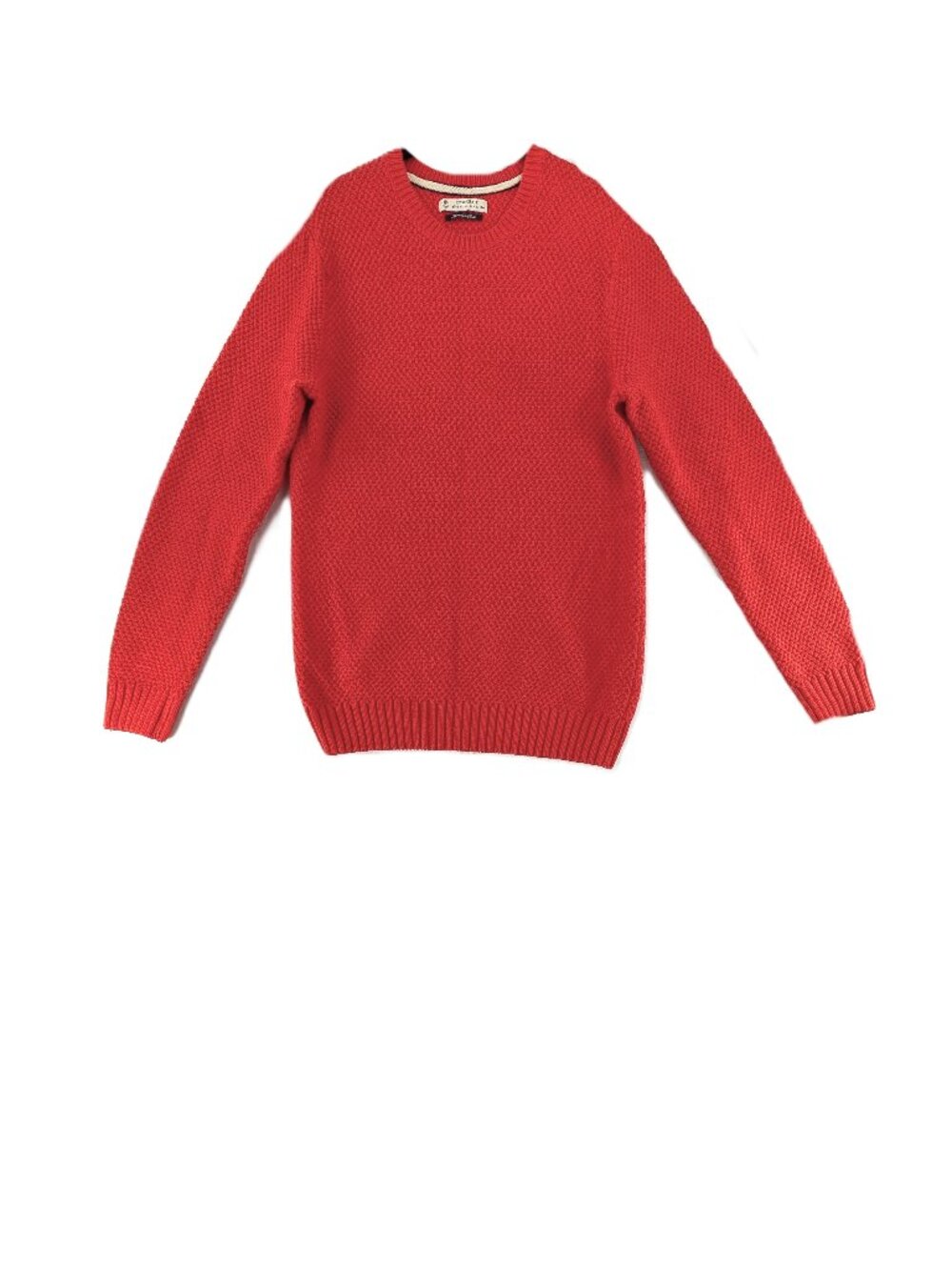 Esprit Cotton Sweater Mens Sz Medium Texture Pullover Red Orange Micro Waffle